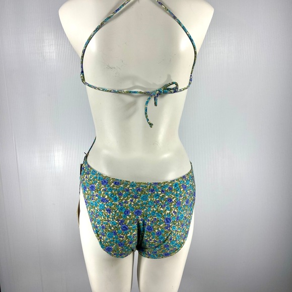 NWT Vintage 80s Guess One Piece Blue Green Floral Swimsuit Junior Womens 5 6 - Picture 3 of 14
